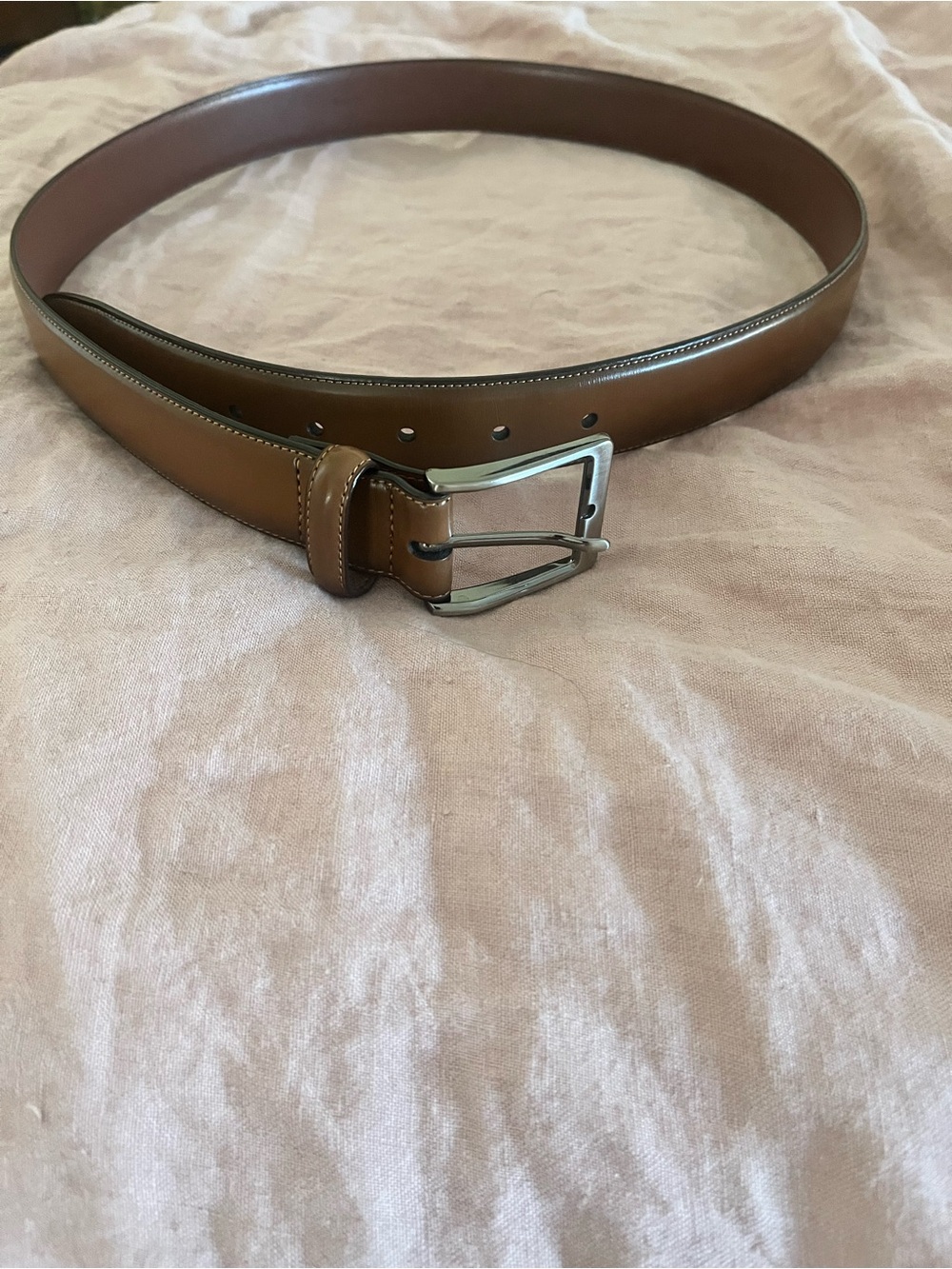 Classic Tan Leather Belt silver buckle